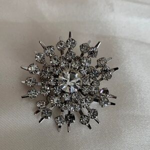 Elegant Silver Crystal Brooch